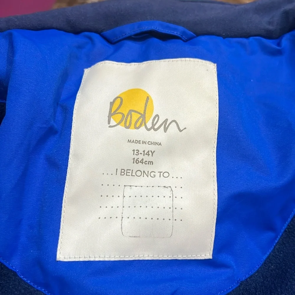 Mini Boden Green and Blue Camouflage Hooded Kids Jacket